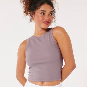 Ribbed high neck tank top